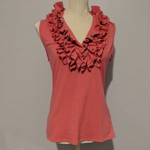 Oversized Ruffle Sleeveless Top M Pink Coral